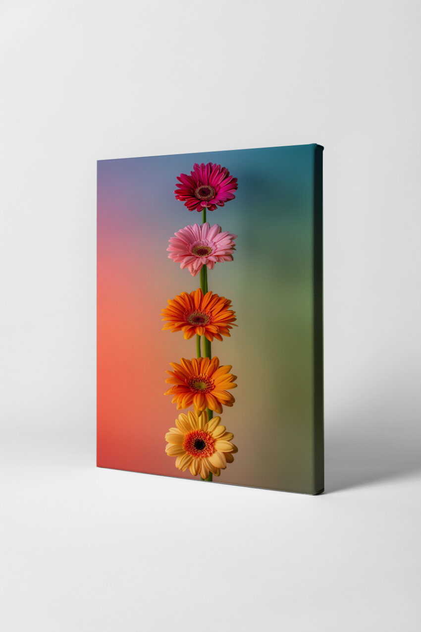 Fotografie Poster Gerbera bunt vertikal Stiel