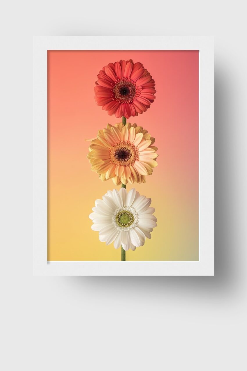 Fotografie Poster Gerbera Blumen Trio bunt