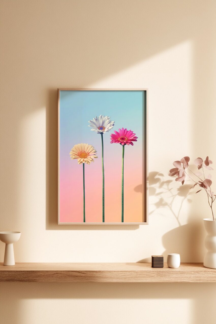 Fotografie Poster Gerbera bunt Pastell