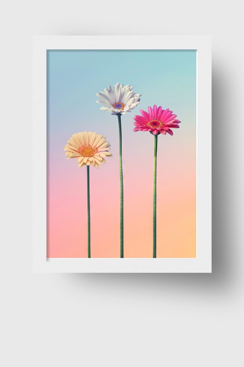 Fotografie Poster Gerbera bunt Pastell