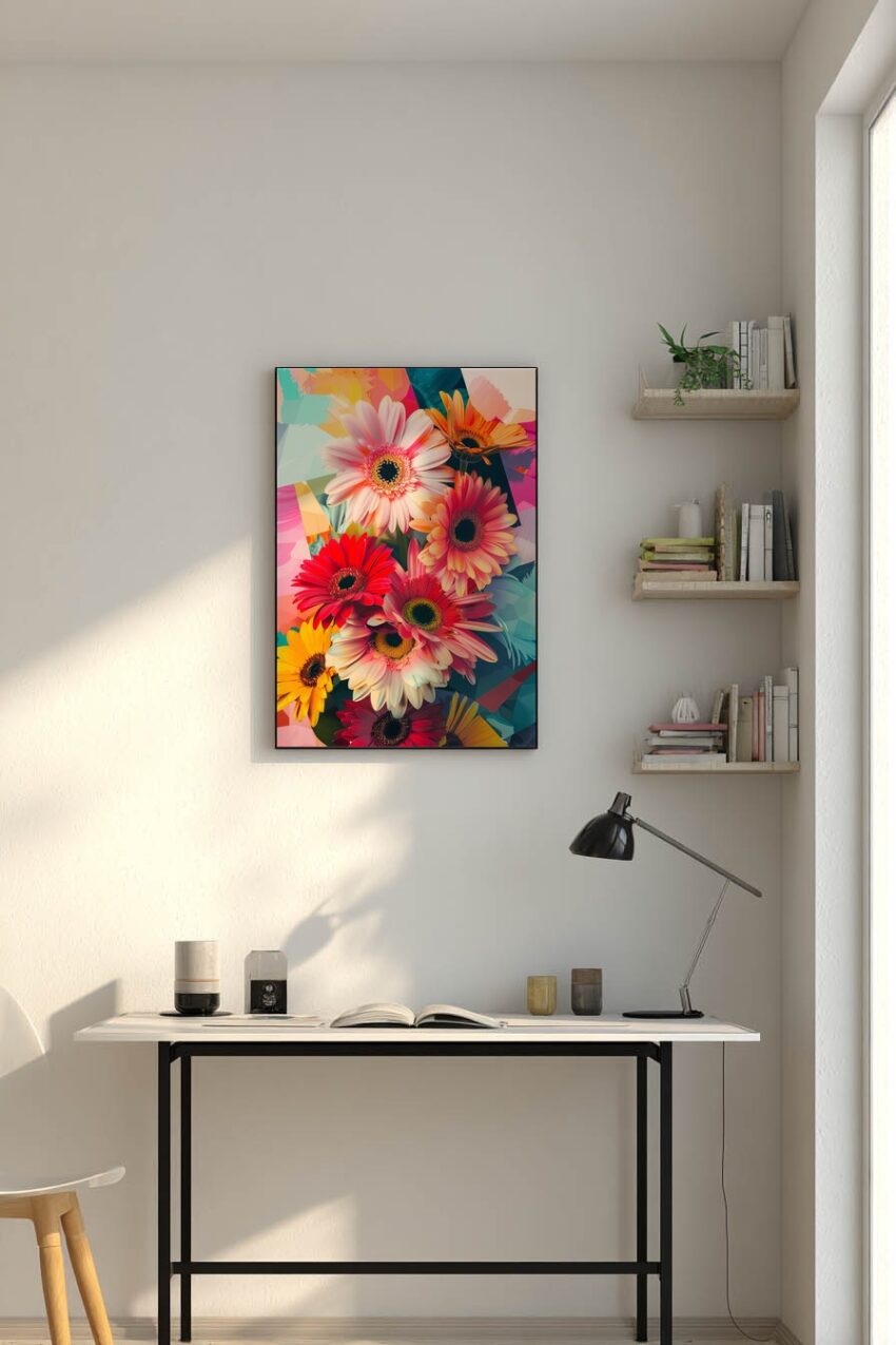 Fotografie Poster Gerbera bunt farbenfroh Sommer