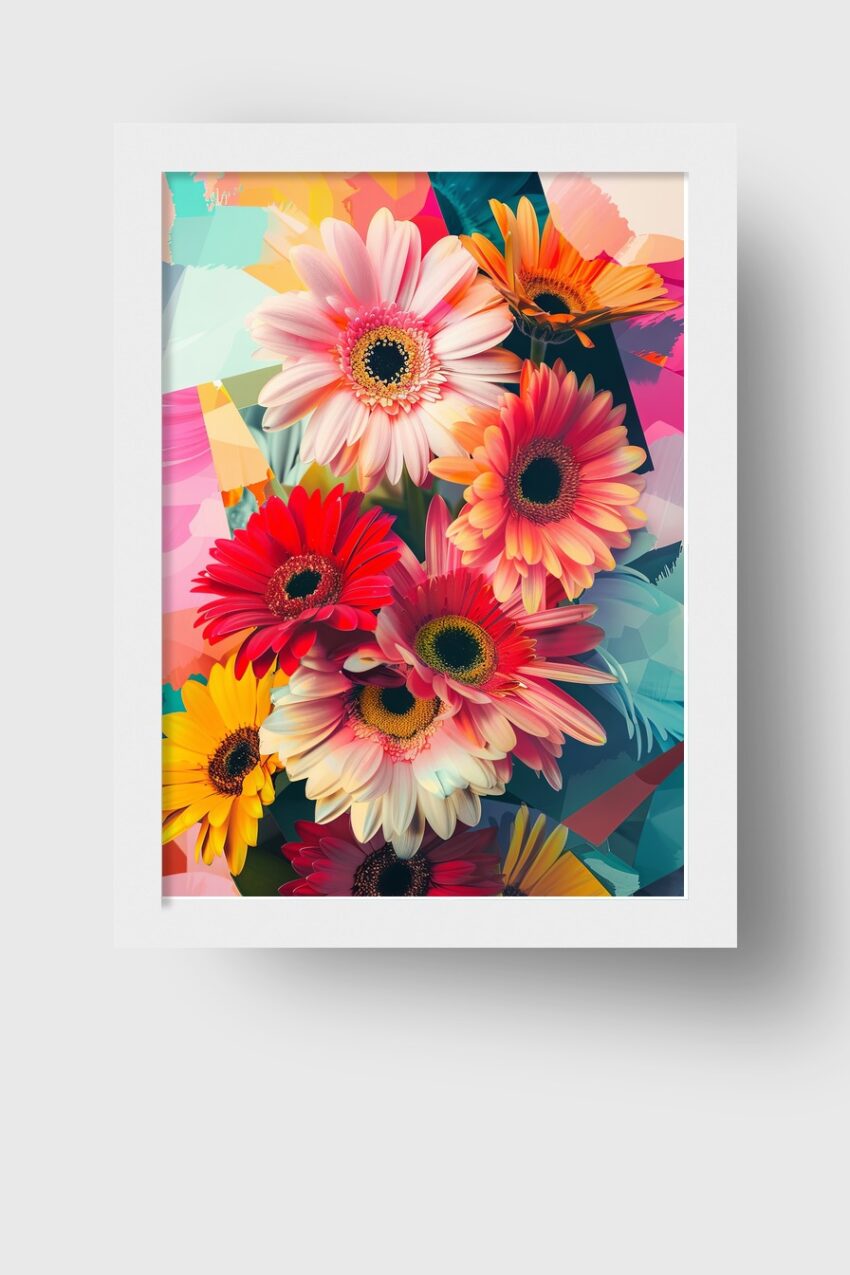 Fotografie Poster Gerbera bunt farbenfroh Sommer