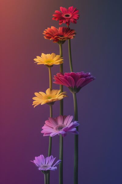 Gerbera farbig Leinwandbild
