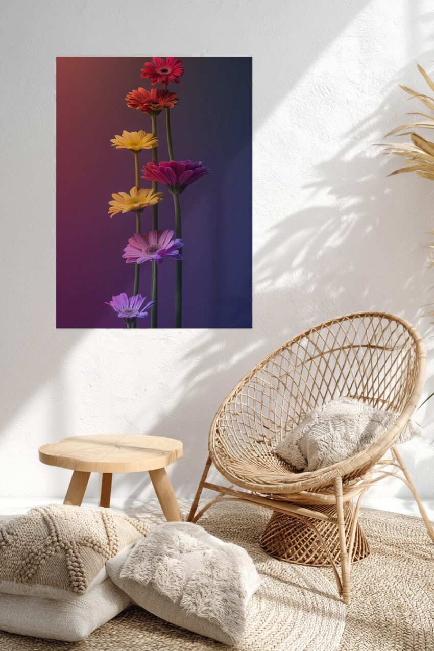 Fotografie Poster Gerbera bunt farbig violett orange