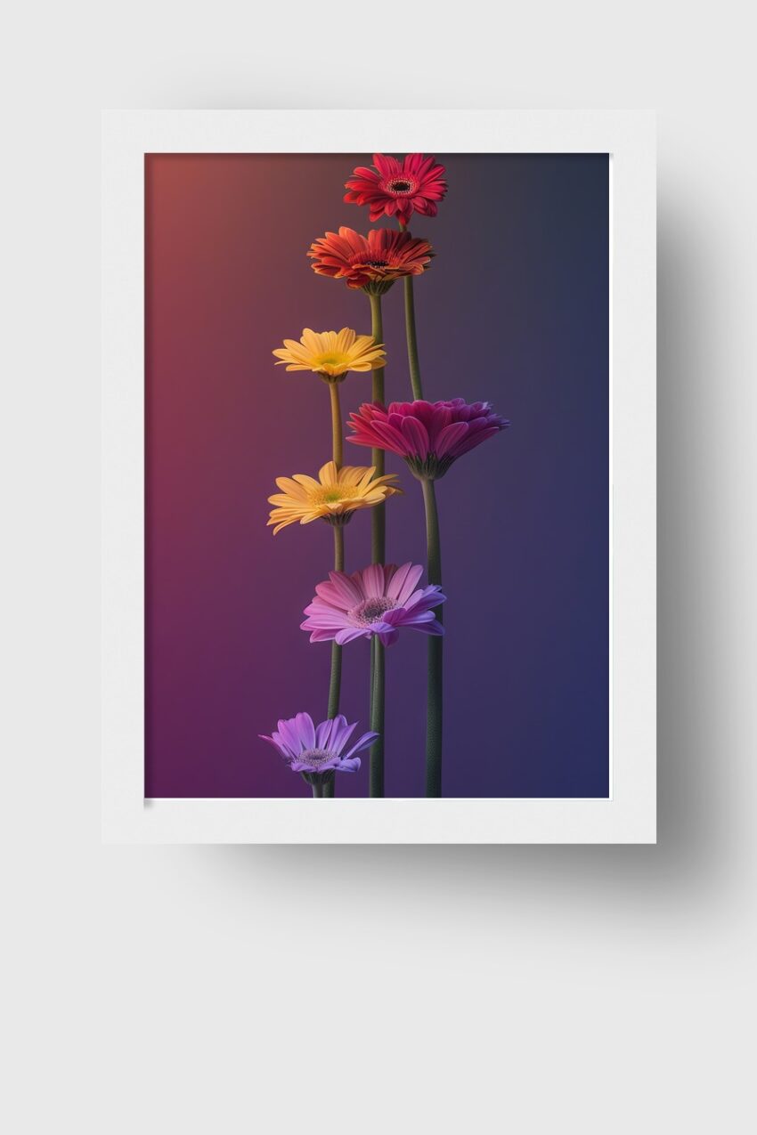Fotografie Poster Gerbera bunt farbig violett orange