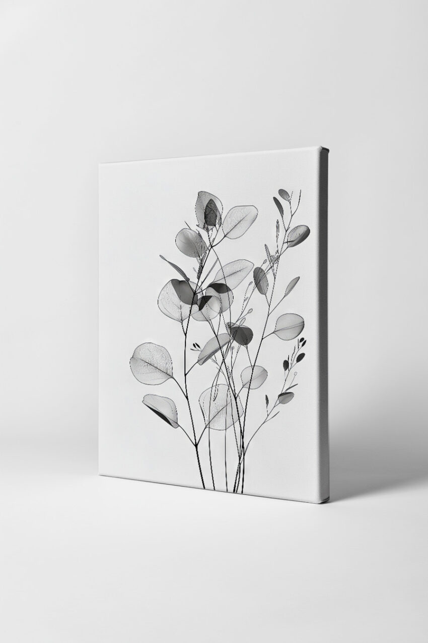 Grafik Poster transparente Blätter minimalistisch schwarz-weiß