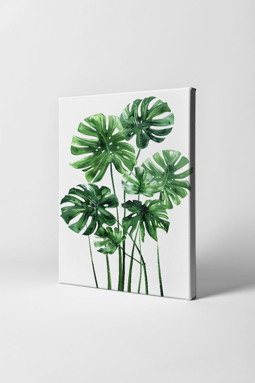Illustration Poster Monstera Blätter hellgrün minimalistisch