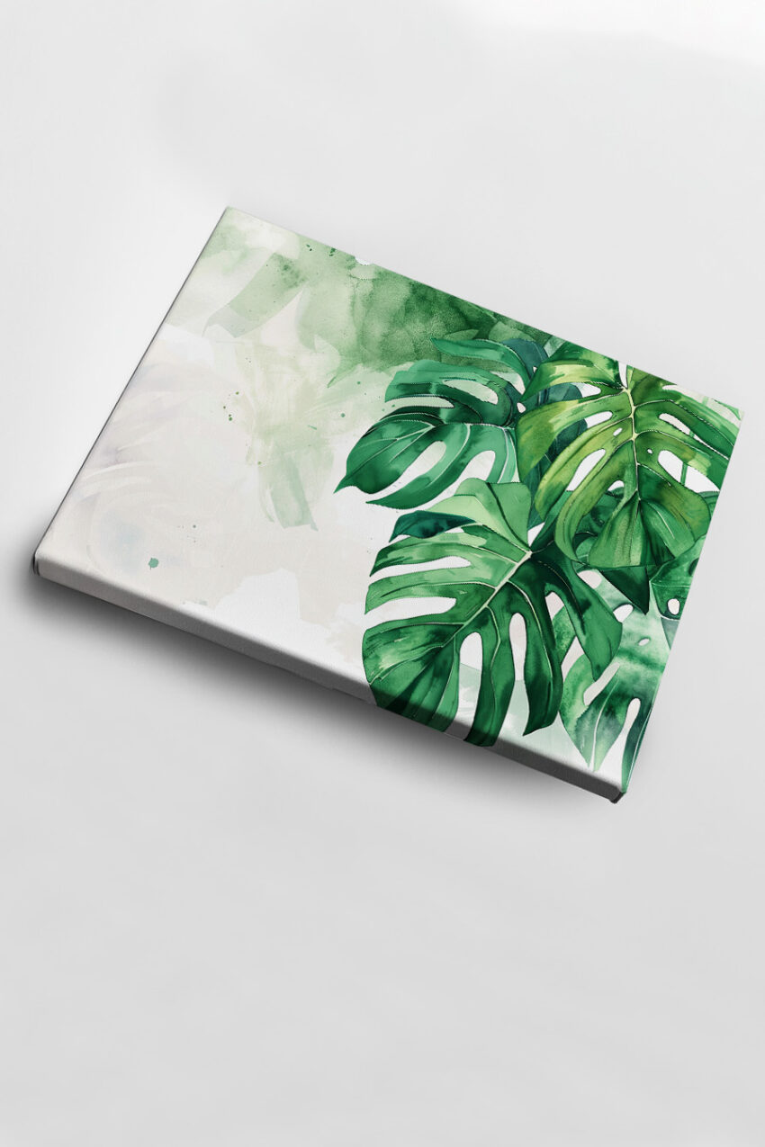 Aquarell Poster Monstera Blätter grün botanisch minimalistisch