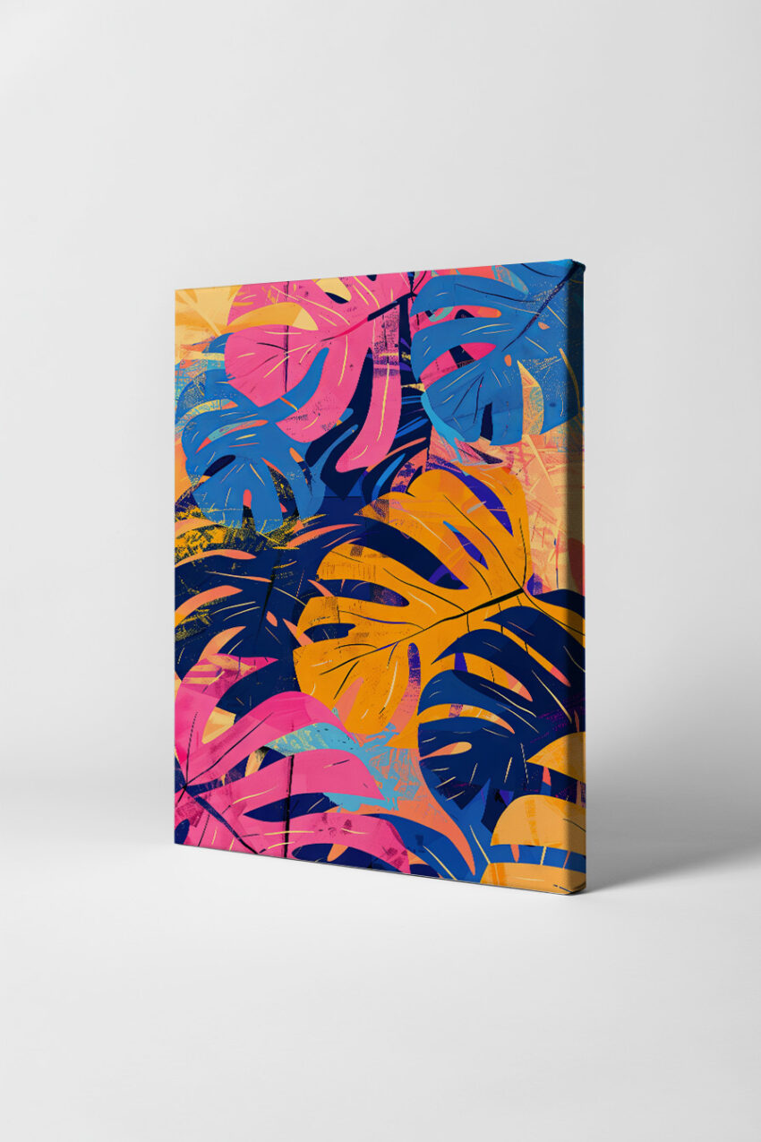 Grafik Poster Monstera Blätter bunt farbig