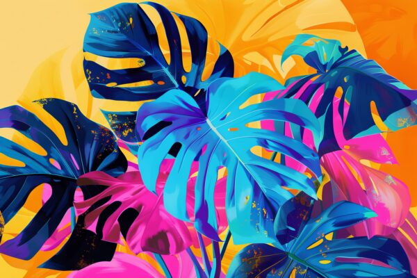 Monstera bunt Leinwandbild