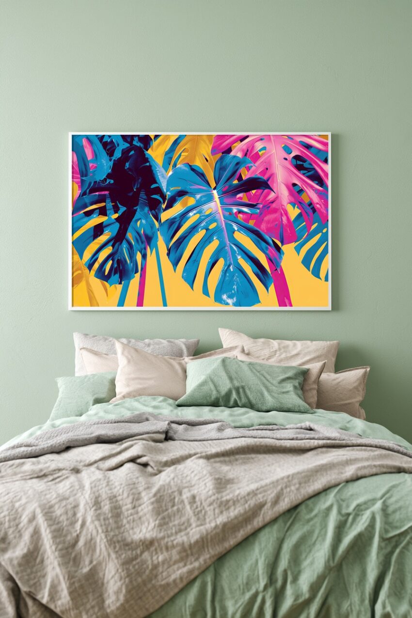 Grafik Poster Monstera bunt farbig Blätter