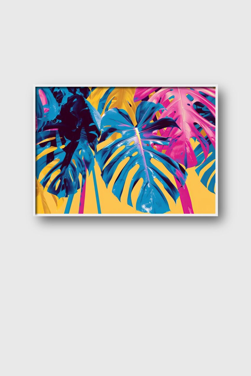 Grafik Poster Monstera bunt farbig Blätter