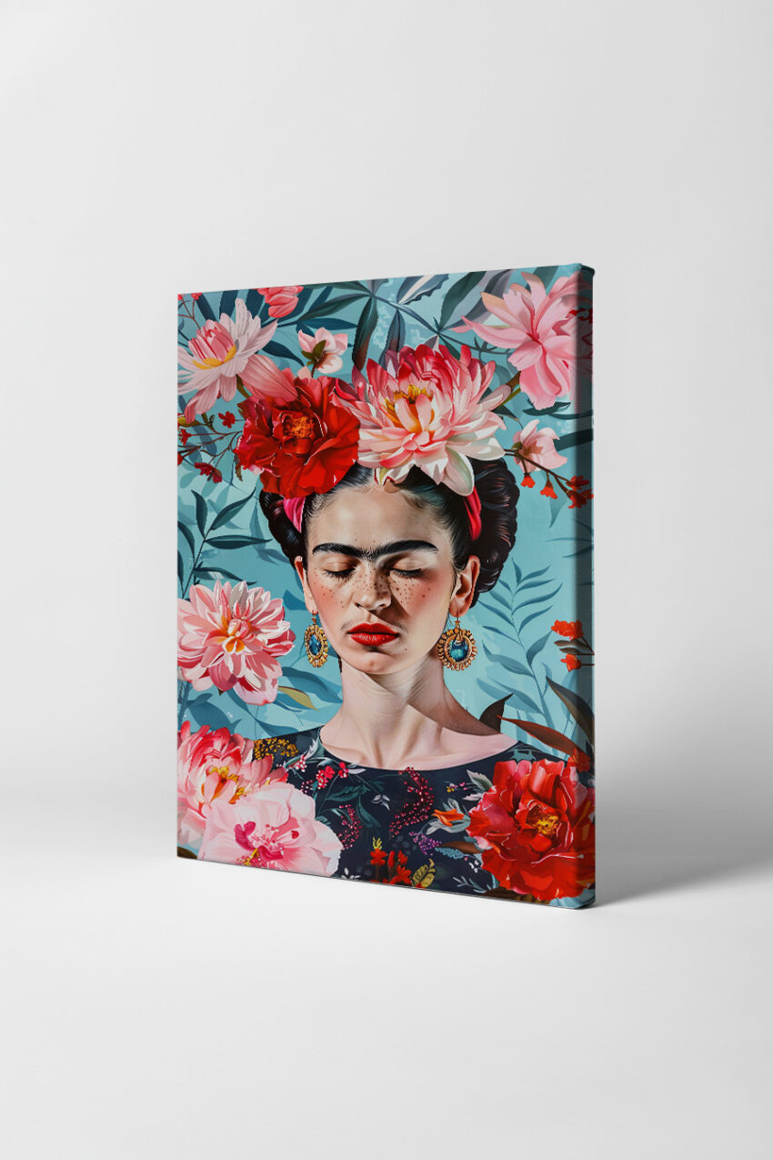 Fotografie Poster Frau Blumenkranz Porträt bunt