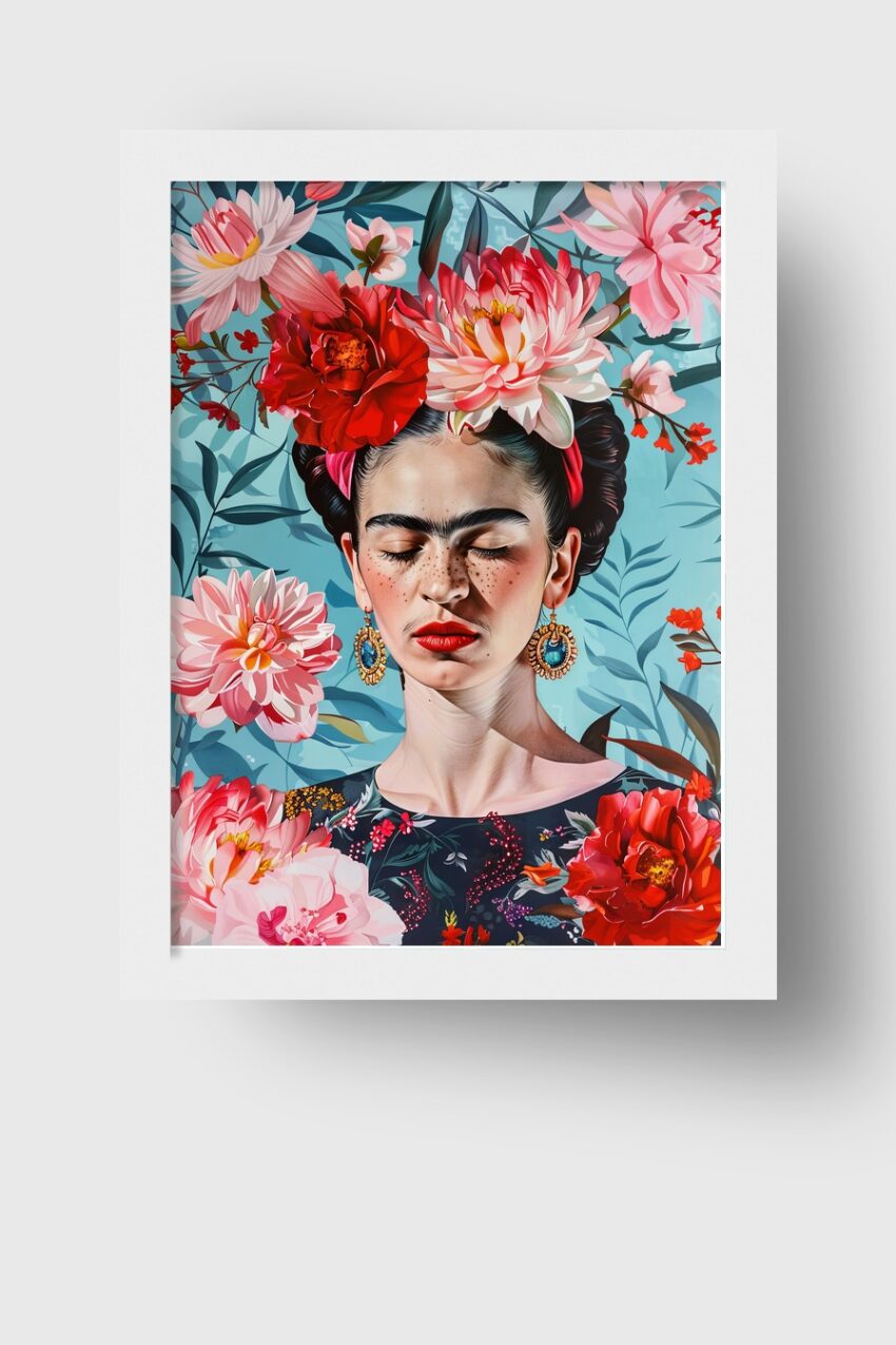 Fotografie Poster Frau Blumenkranz Porträt bunt