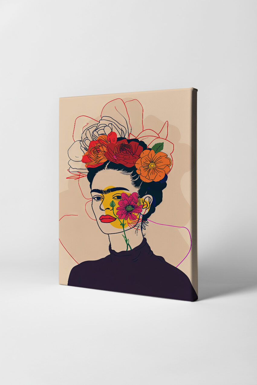 Digitale Kunst Poster Frau Blumen Portrait bunt