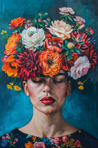 Blumenkranz Gesicht Leinwandbild