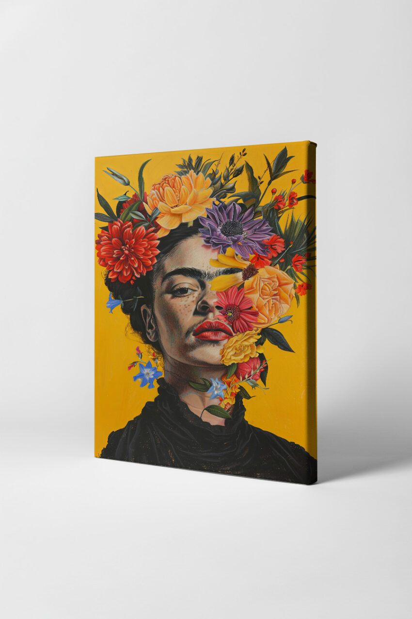 Fotografie Poster Frau Blumenkranz bunt florales Portrait