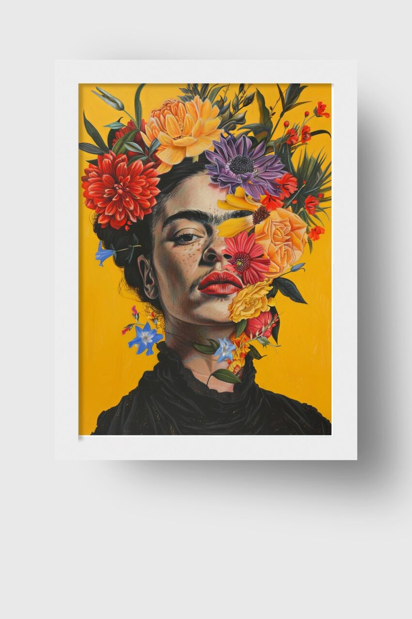 Fotografie Poster Frau Blumenkranz bunt florales Portrait