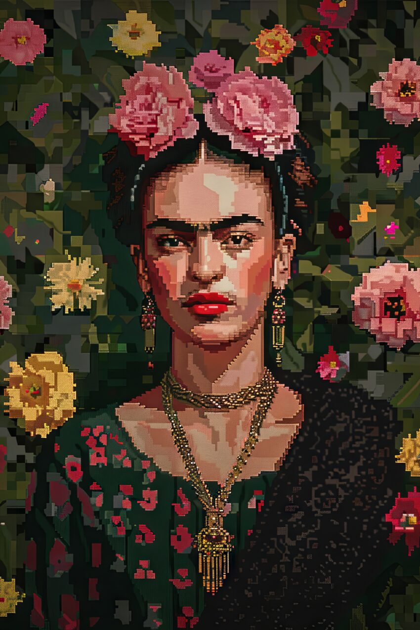 Digitale Kunst Poster Frida Kahlo Portrait digital stilisiert