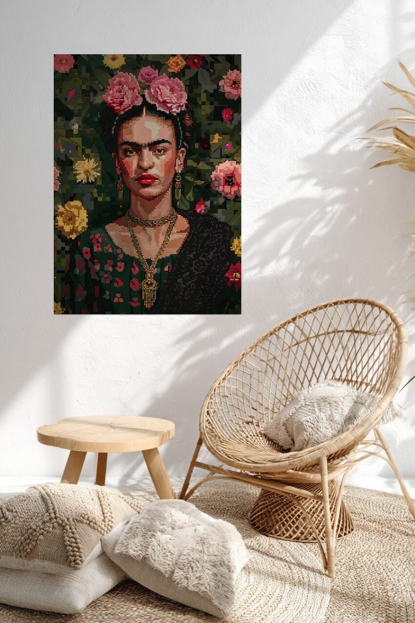 Digitale Kunst Poster Frida Kahlo Portrait digital stilisiert