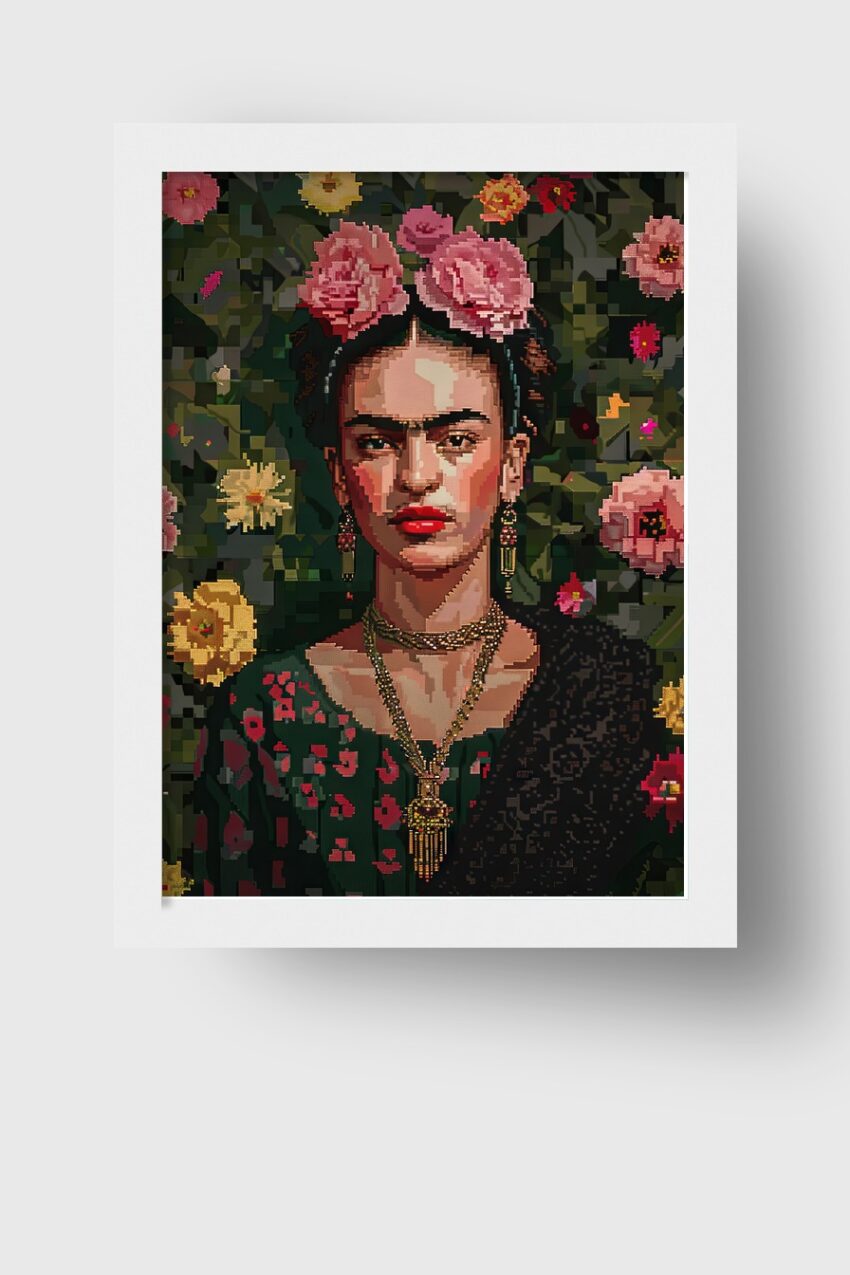 Digitale Kunst Poster Frida Kahlo Portrait digital stilisiert