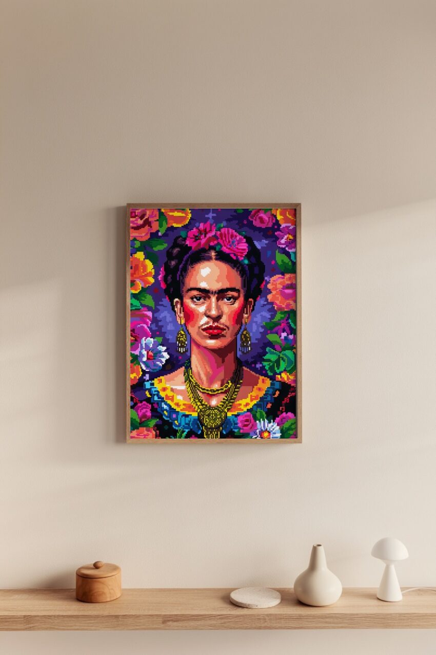 Digitale Kunst Poster Frida Kahlo bunt Portrait