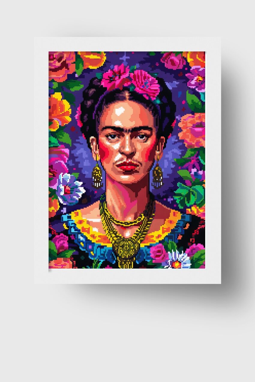 Digitale Kunst Poster Frida Kahlo bunt Portrait
