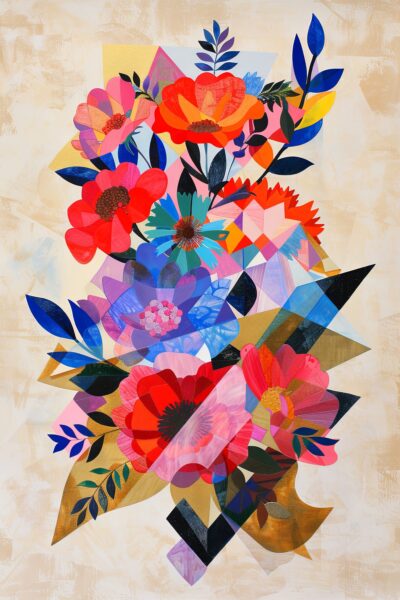 Blumen Collage Gerahmt