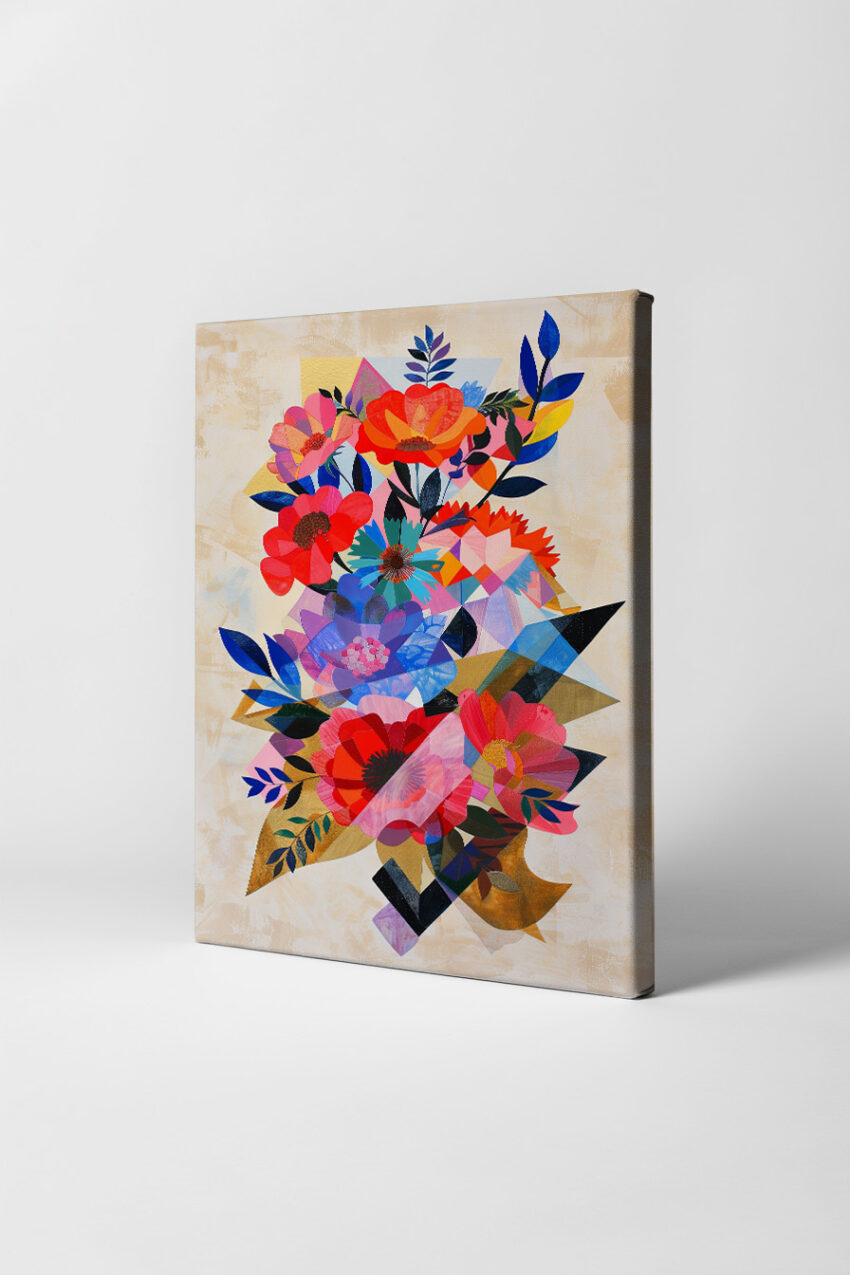 Grafik Poster Blumen Collage bunt geometrisch