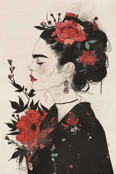 Frau mit Rosen Leinwandbild