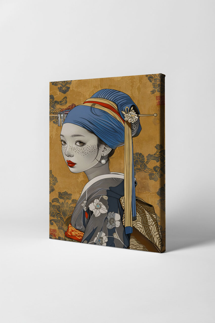 Digitale Kunst Poster Frau Porträt Ornament blau rot