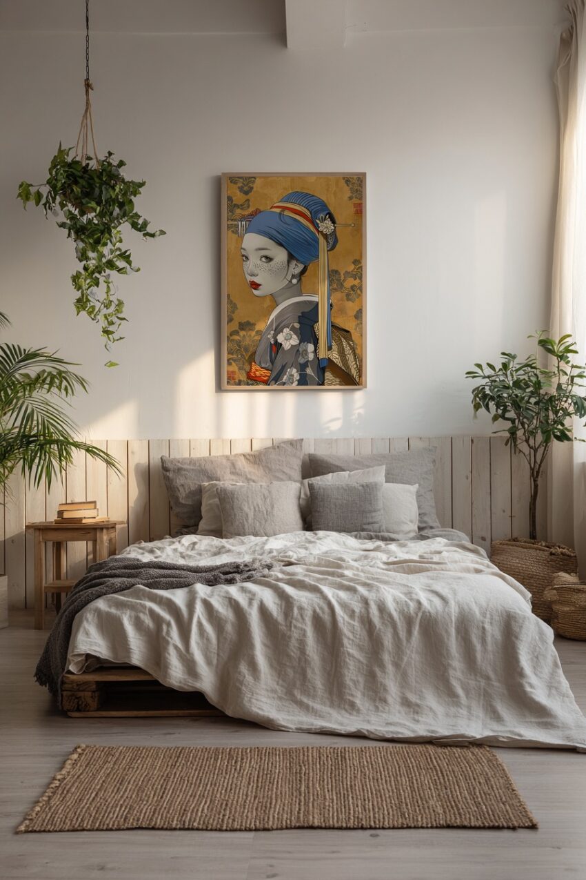 Digitale Kunst Poster Frau Porträt Ornament blau rot