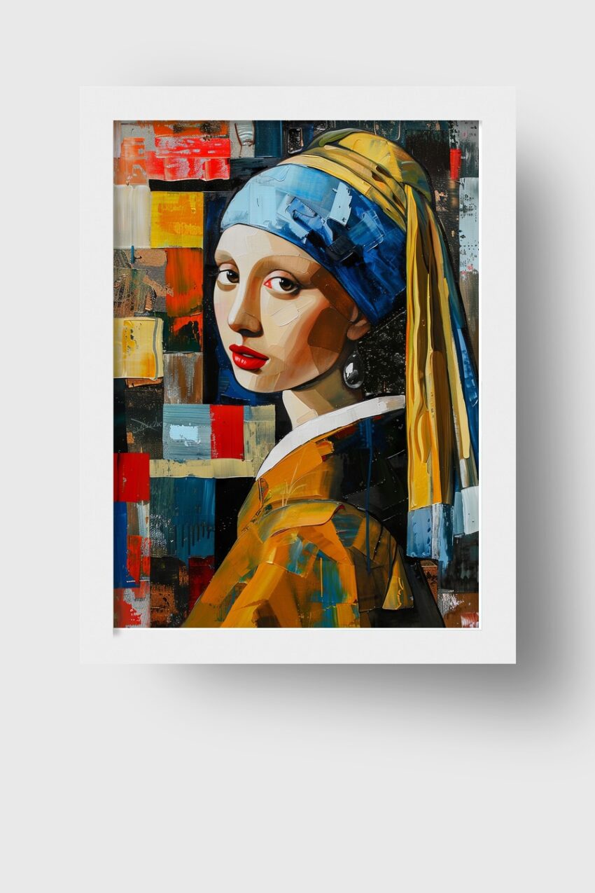 Digitale Kunst Poster Mädchen Perlenohrring modern bunt