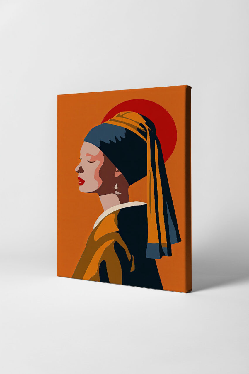 Digitale Kunst Poster Frau Turban Profil orange blau