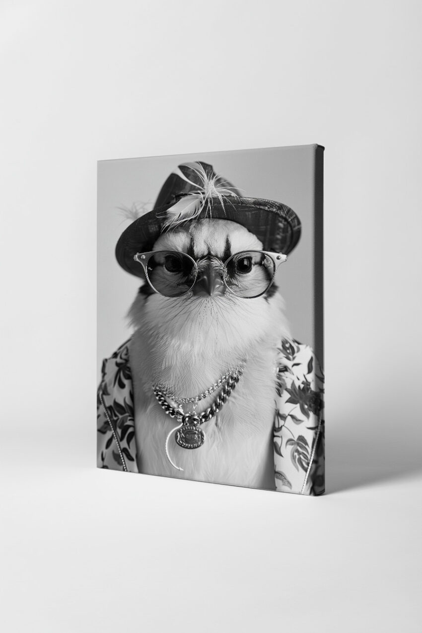 Fotografie Poster Falke Hut schwarz-weiß Porträt