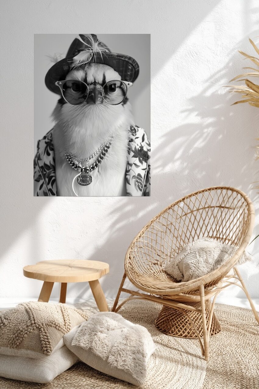 Fotografie Poster Falke Hut schwarz-weiß Porträt