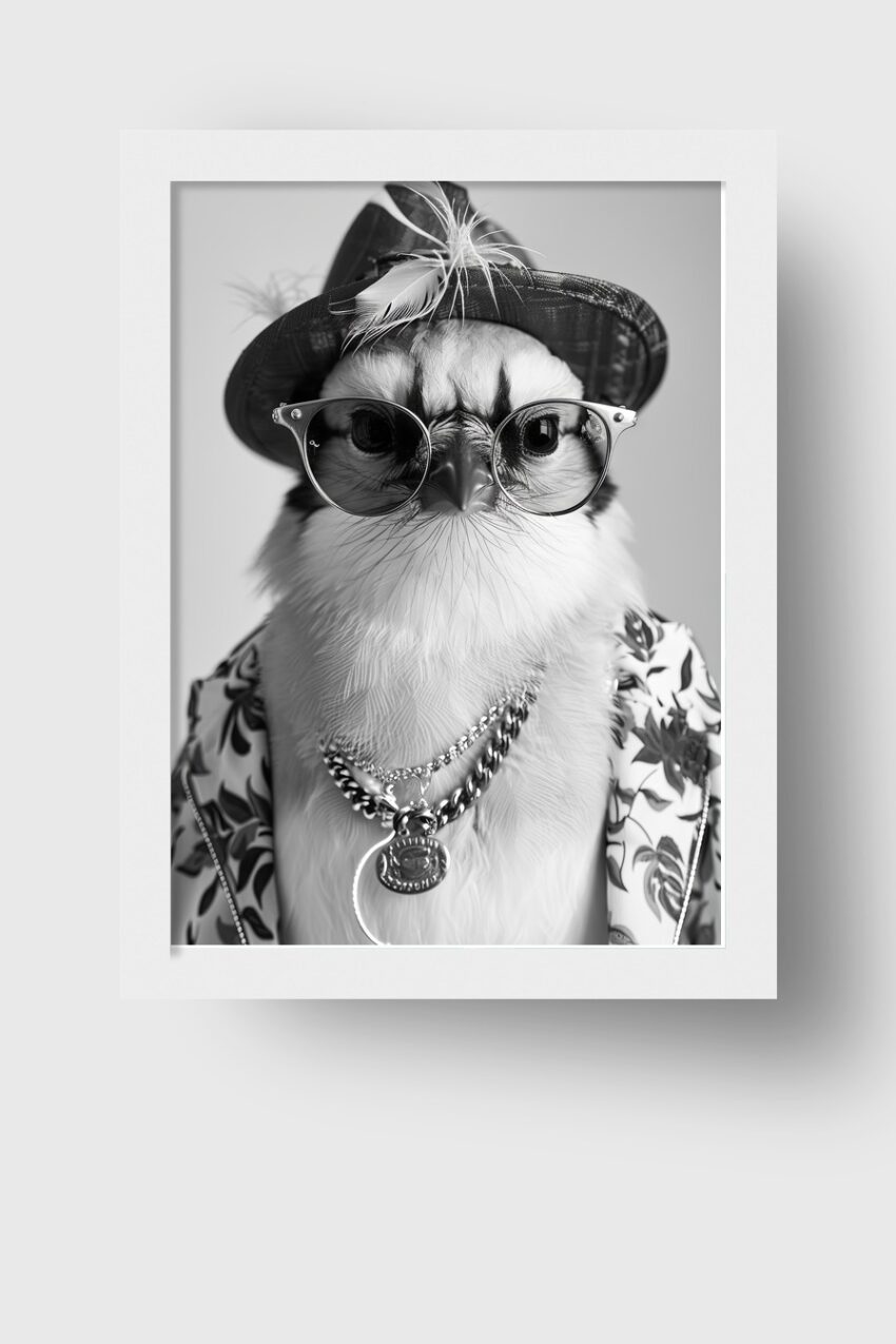 Fotografie Poster Falke Hut schwarz-weiß Porträt