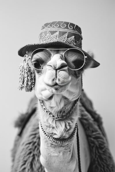 Lama mit Hut Leinwandbild