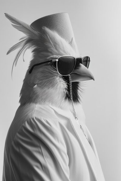 Hahn mit Hut Gerahmt