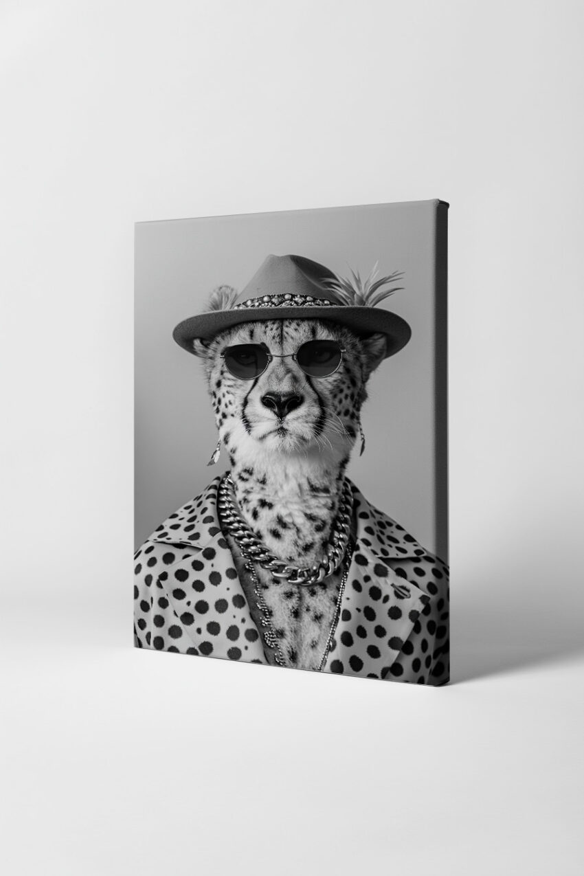 Fotografie Poster Gepard Porträt schwarz-weiß Mode