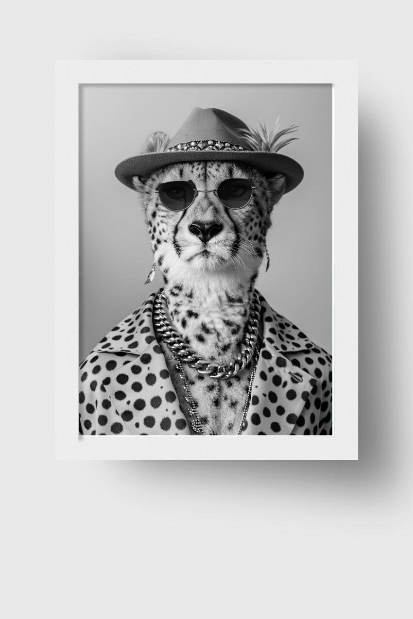 Fotografie Poster Gepard Porträt schwarz-weiß Mode