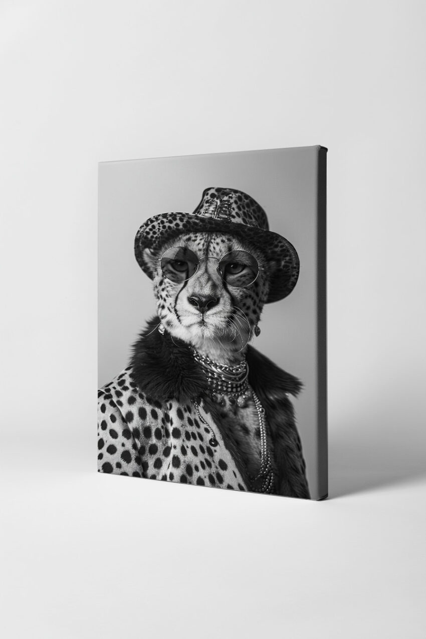 Fotografie Poster Gepard Porträt schwarz-weiß Detail