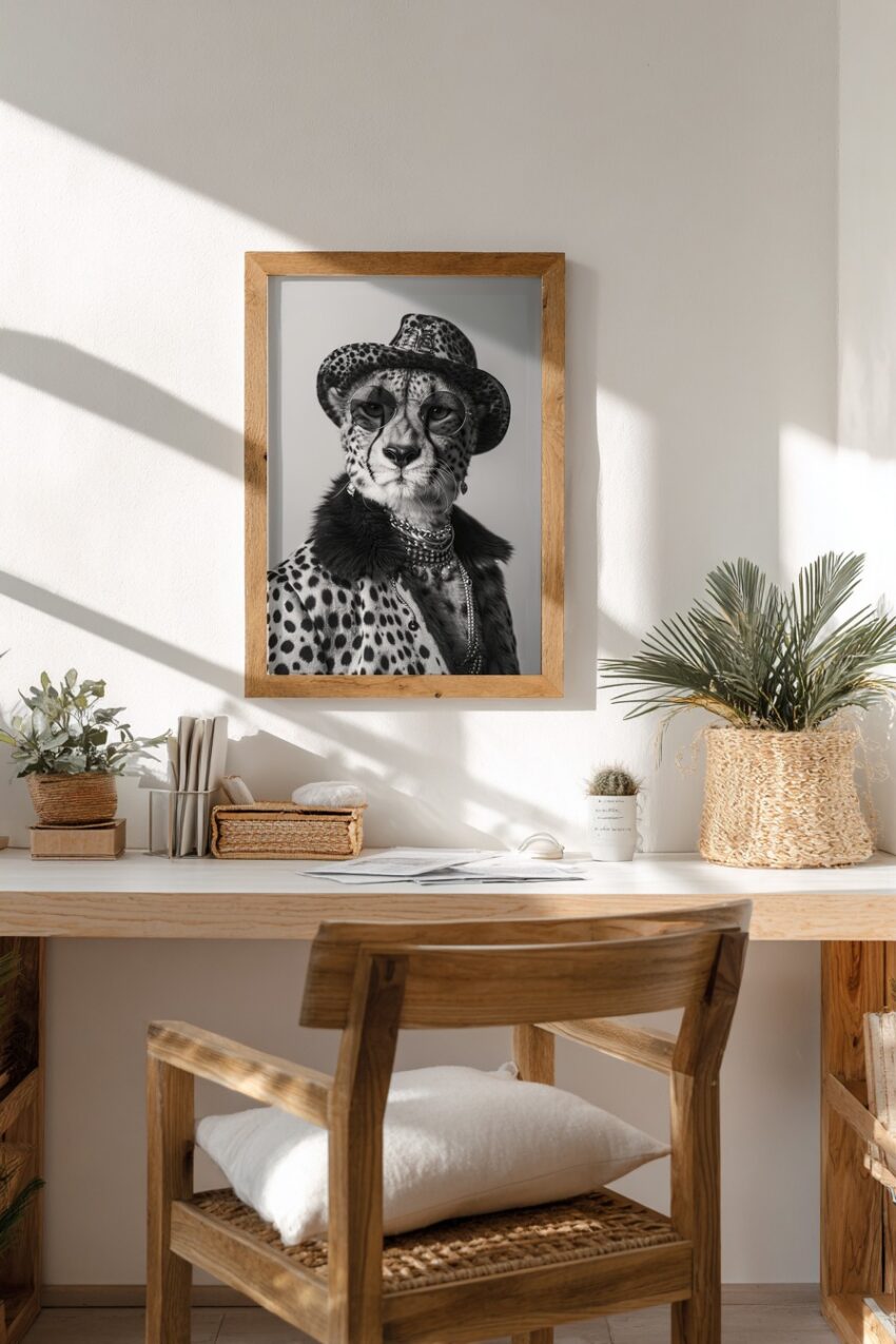 Fotografie Poster Gepard Porträt schwarz-weiß Detail