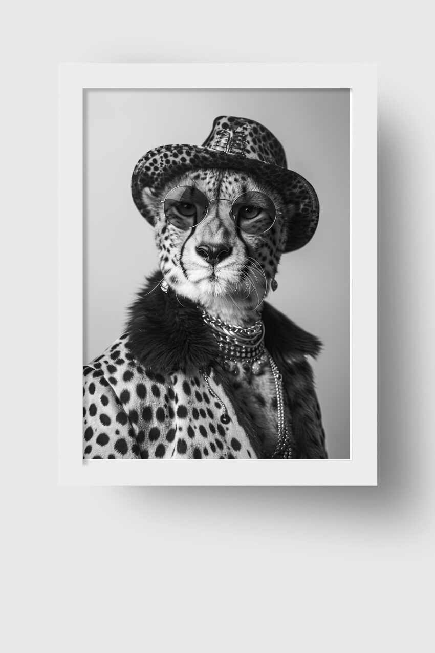 Fotografie Poster Gepard Porträt schwarz-weiß Detail