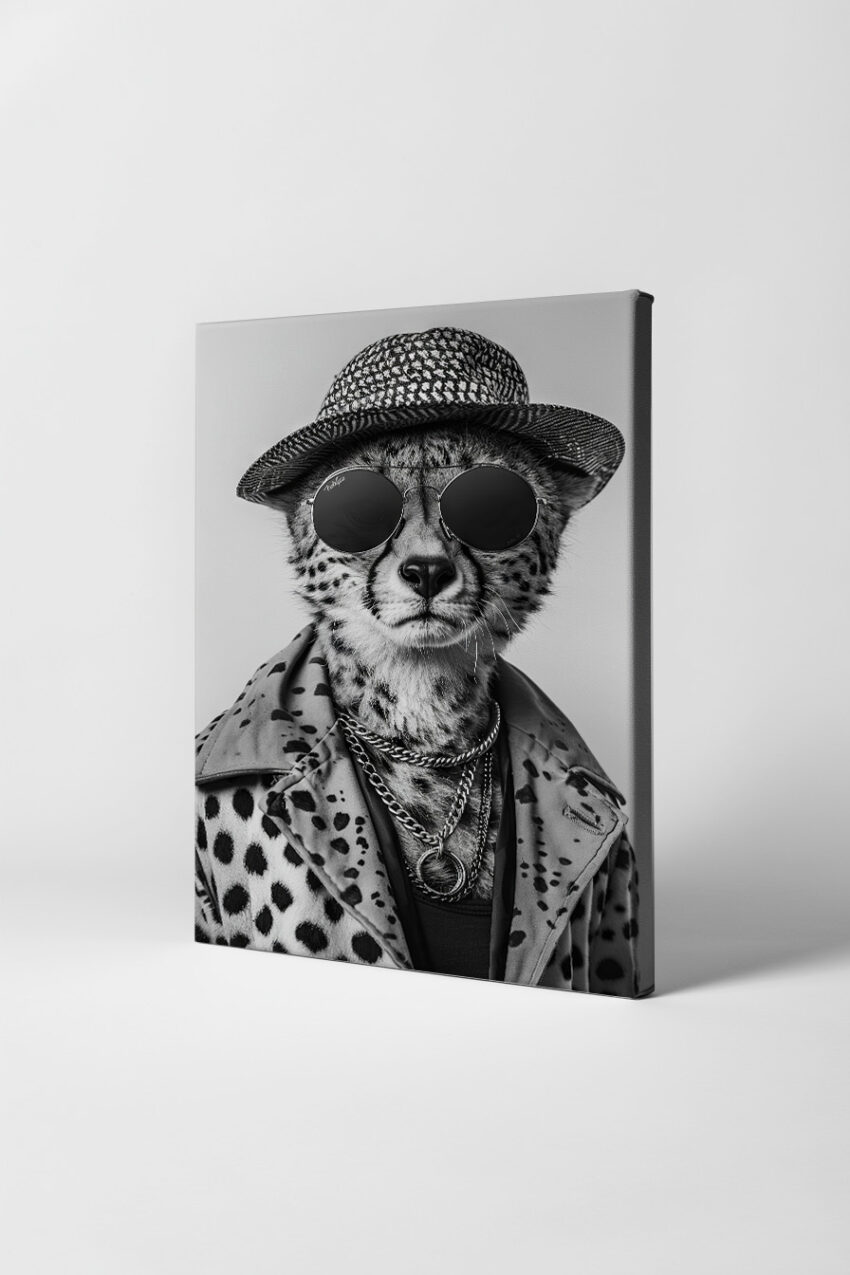 Fotografie Poster Gepard modisch schwarz-weiß