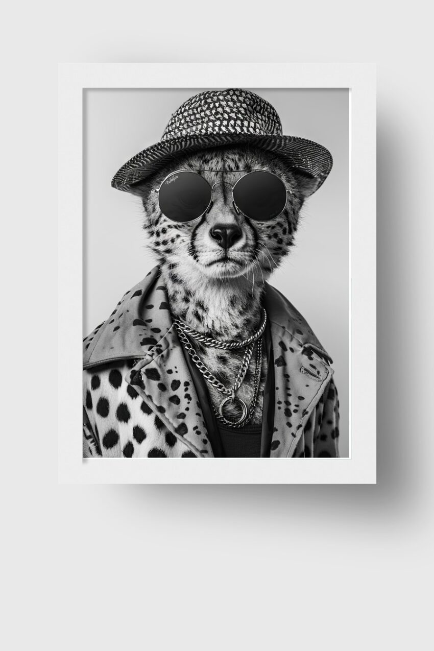 Fotografie Poster Gepard modisch schwarz-weiß