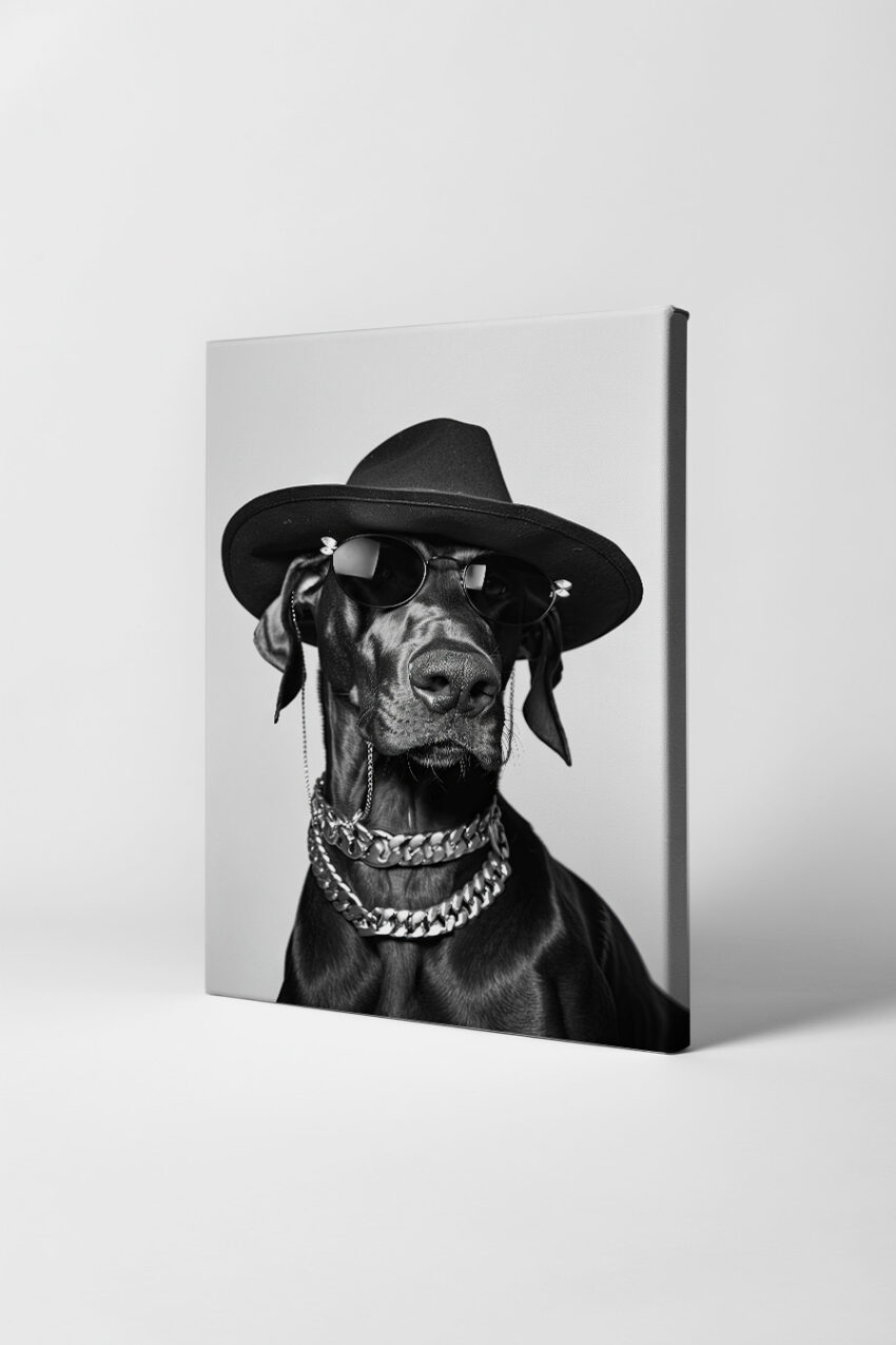 Fotografie Poster Hund Sonnenbrille schwarz weiß