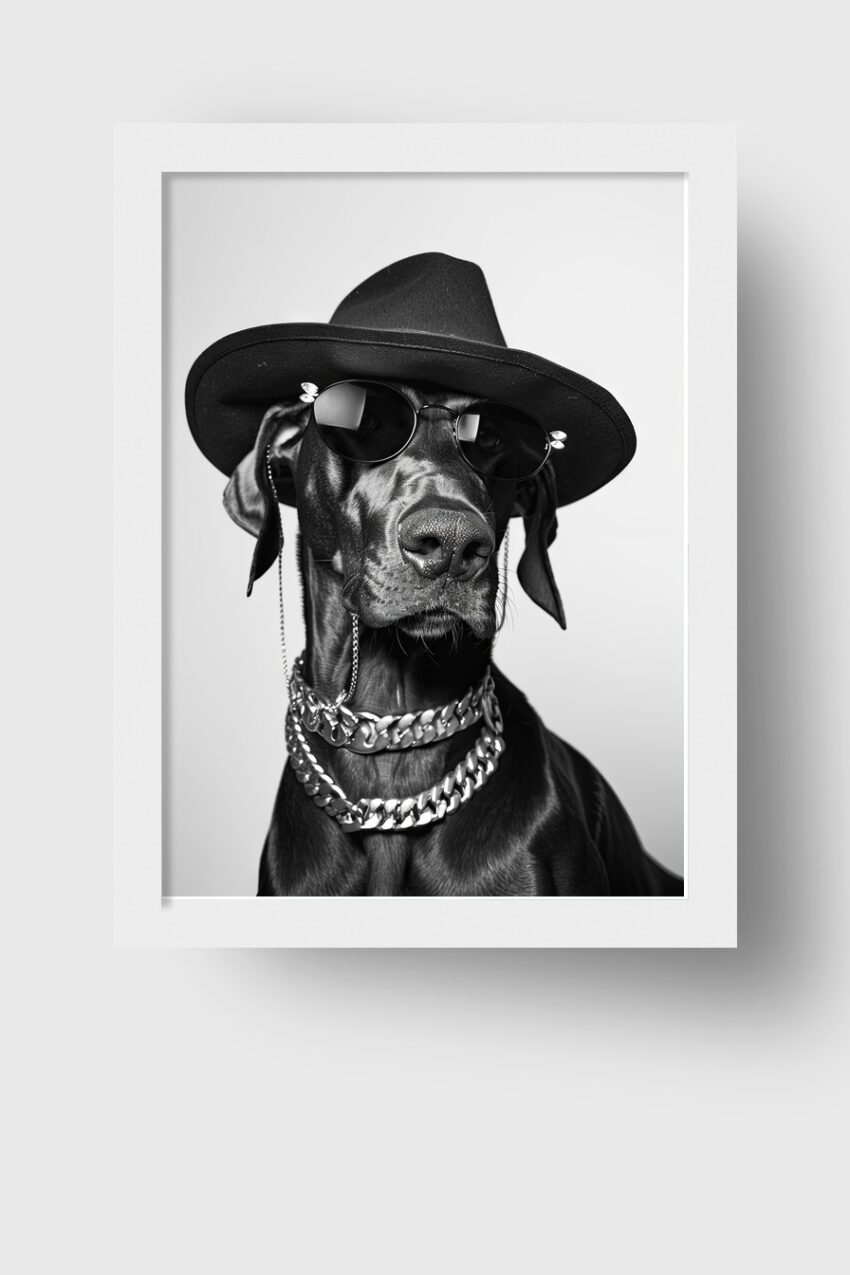Fotografie Poster Hund Sonnenbrille schwarz weiß