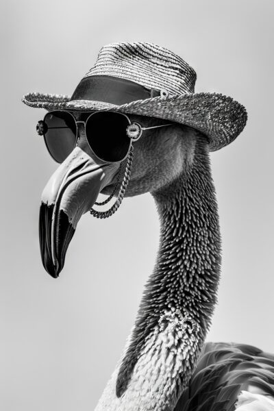 Flamingo mit Hut Leinwandbild