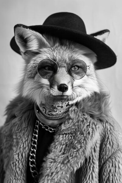 Fuchs mit Hut Gerahmt